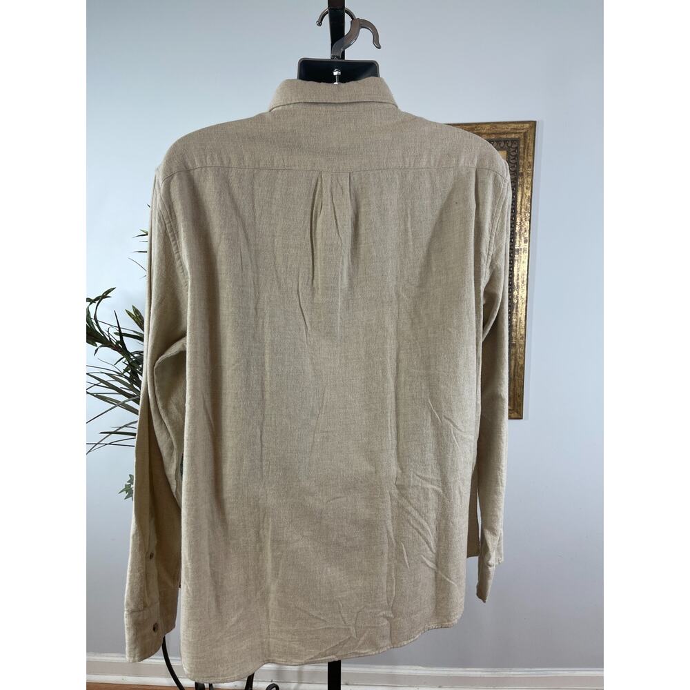 J.CREW Shirt Men's XL Beige Solid Chest Pocket Brushed Twill Smart Minimalist - Picture 2 of 5